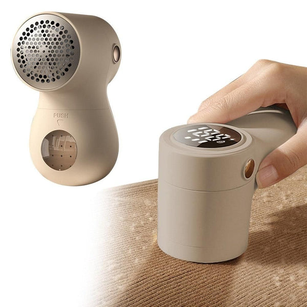 Portable Electric Lint Shaver with Digital Display - Beige