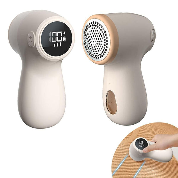 Rechargeable Electric Fabric Shaver with Digital Display (Beige)