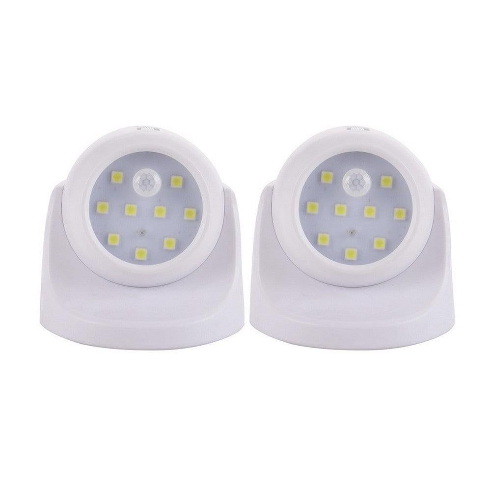Set of 2Pcs Rotatable Battery Operated Motion Sensor Light -White and Black