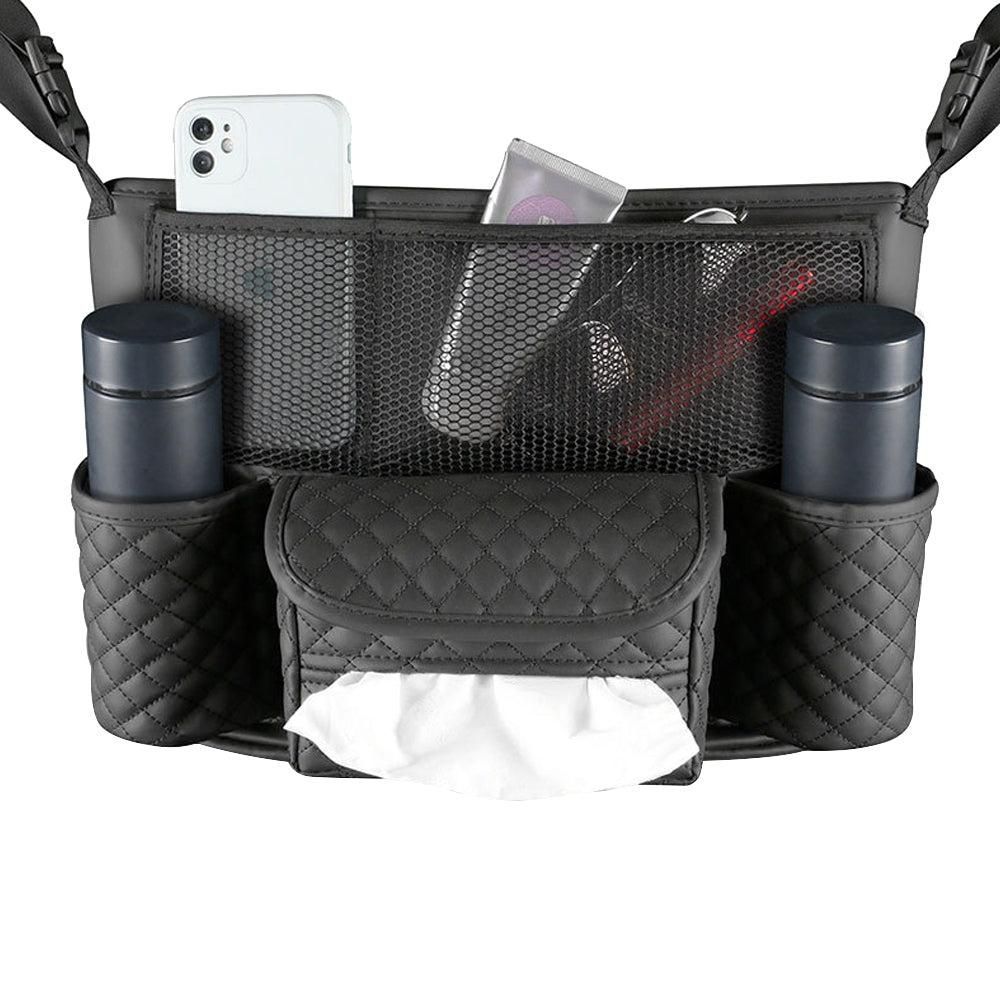 Car Handbag Purse Holder Between Seats Car Consoles Storage Bag Auto Seat Barrier-Black