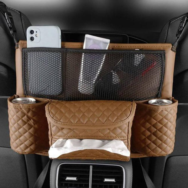 Car Seat Organizer Storage Bag - Brown