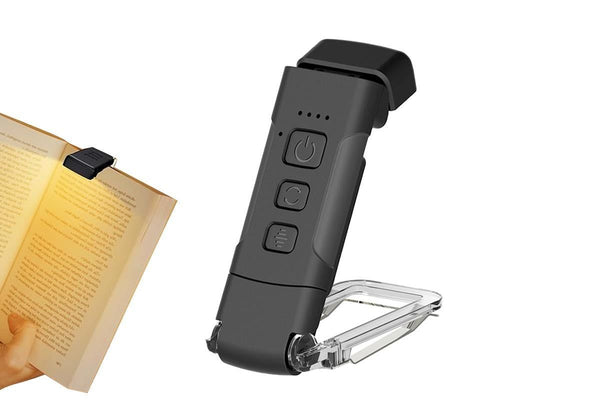 USB Rechargeable Book Light Bookmark Lamp with 3 Colors and 5 Brightness-Black