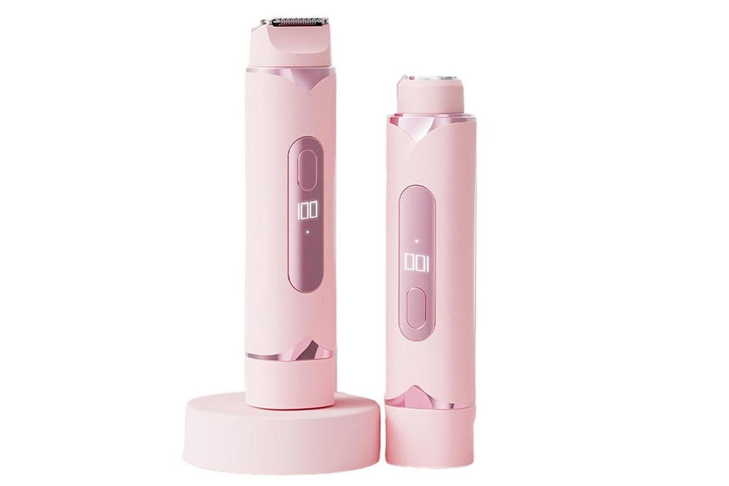 2-in-1 Electric Shaver and Bikini Trimmer with Display Facial Hair Remover-Pink