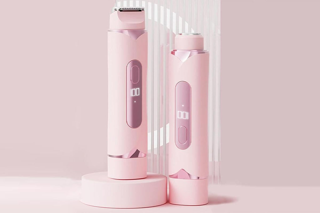 2-in-1 Electric Shaver and Bikini Trimmer with Display Facial Hair Remover-Pink