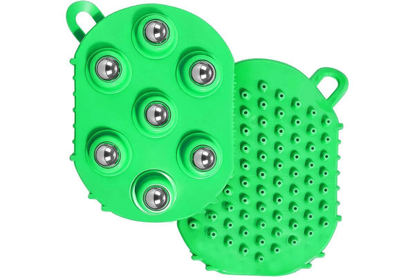 2Pcs Roller Ball Massager Glove Lymphatic Massage Muscle Release for Back-Green