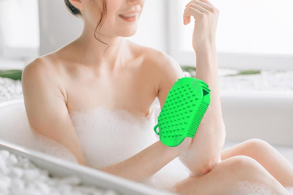 2Pcs Roller Ball Massager Glove Lymphatic Massage Muscle Release for Back-Green