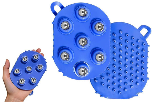 2Pcs Roller Ball Massager Glove Lymphatic Massage Muscle Release for Back-Blue