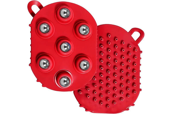 2Pcs Roller Ball Massager Glove Lymphatic Massage Muscle Release for Back-Red