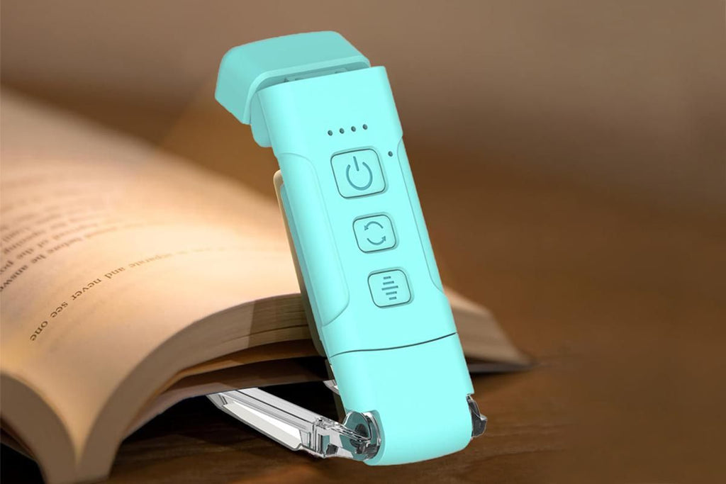 2Pcs USB Rechargeable Book Light Bookmark Lamp with 3 Colors and 5 Brightness-Blue