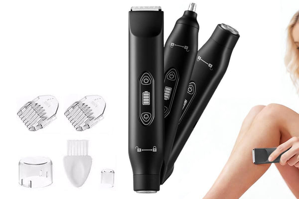 3-in-1 Electric Shaver Nose Hair Trimmer for Face Body  - Black