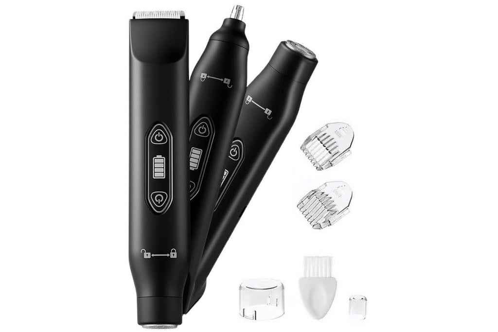 3-in-1 Electric Shaver Nose Hair Trimmer for Face Body Bikini Underarm and Legs - Black