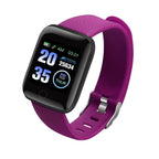116plus Waterproof Smart Watch Sports Fitness Trackaer with Heart Rate Monitor for Men and Women-Purple