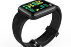 116plus Waterproof Smart Watch Sports Fitness Trackaer with Heart Rate Monitor for Men and Women-Black