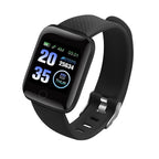 116plus Waterproof Smart Watch Sports Fitness Trackaer with Heart Rate Monitor for Men and Women-Black