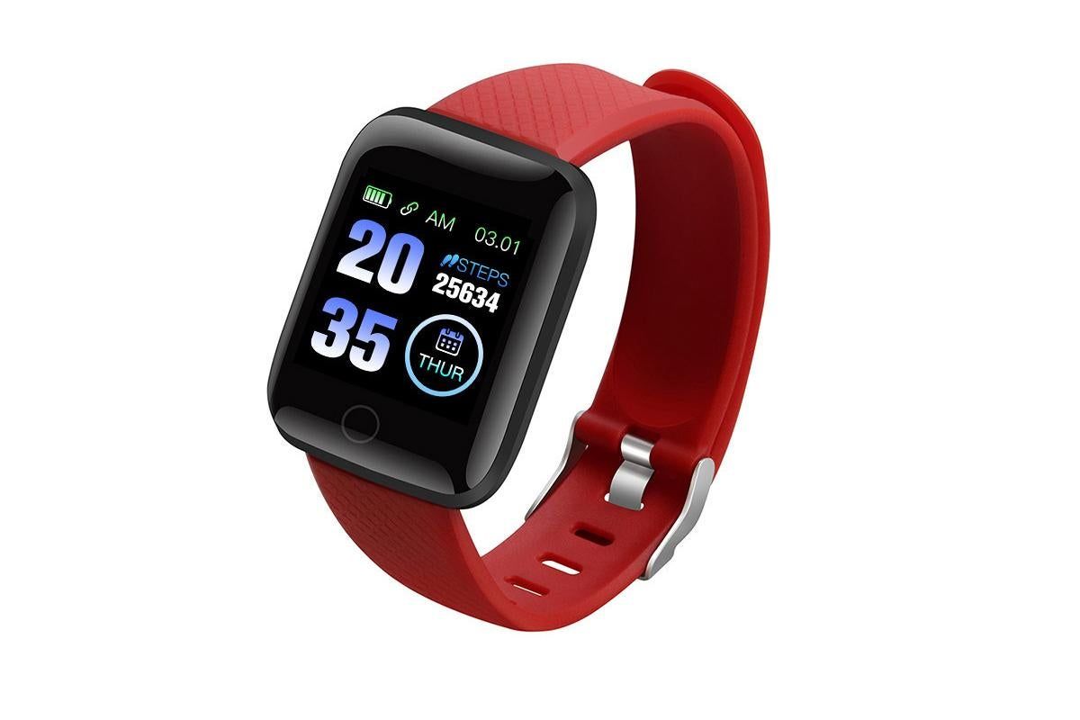 116plus Waterproof Smart Watch Sports Fitness Trackaer with Heart Rate Monitor for Men and Women-Black