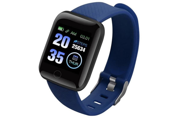 116plus Waterproof Smart Watch Sports Fitness Trackaer with Heart Rate Monitor for Men and Women-Blue