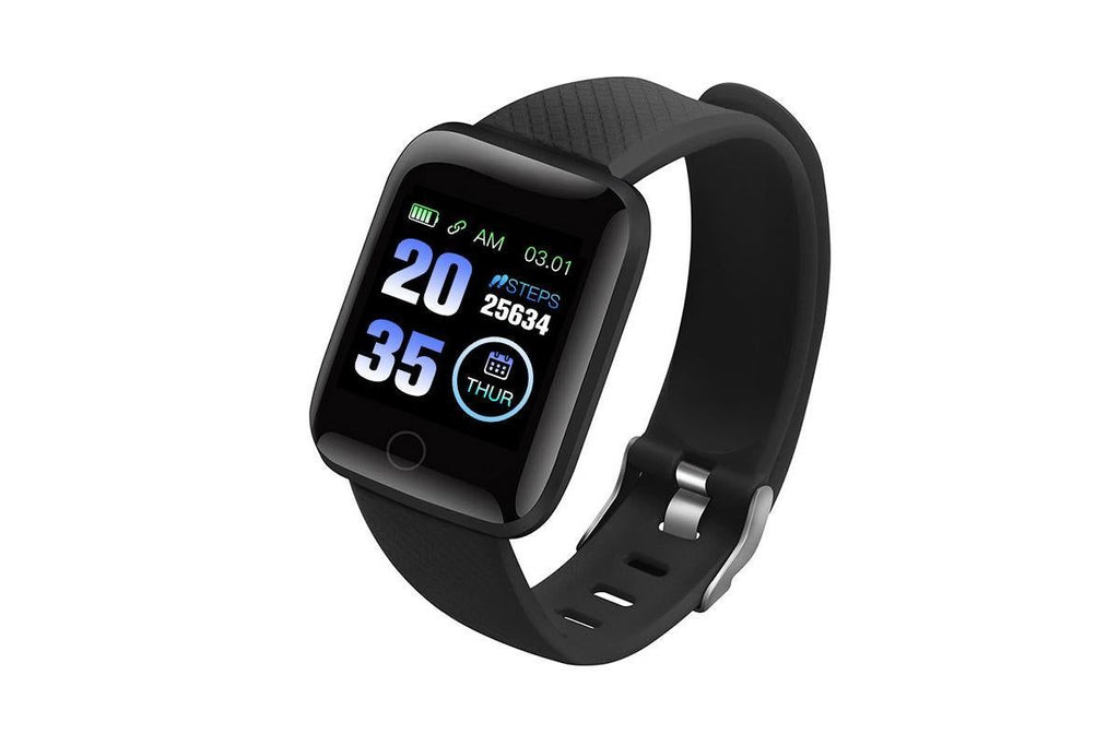 116plus Waterproof Smart Watch Sports Fitness Trackaer with Heart Rate Monitor for Men and Women-Blue