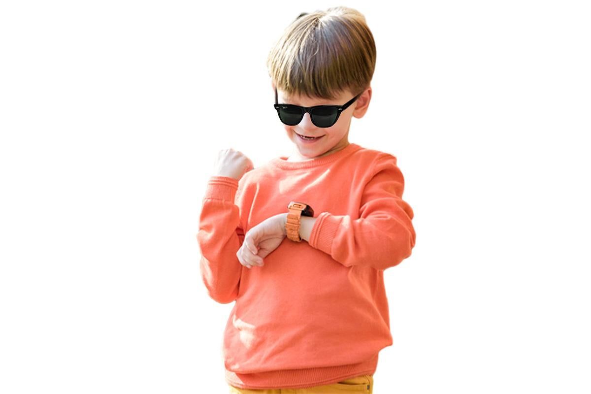 Kids Smart Watch Touch Screen Elastic Strap Smartwatch With Video Camera Pedometer-Orange