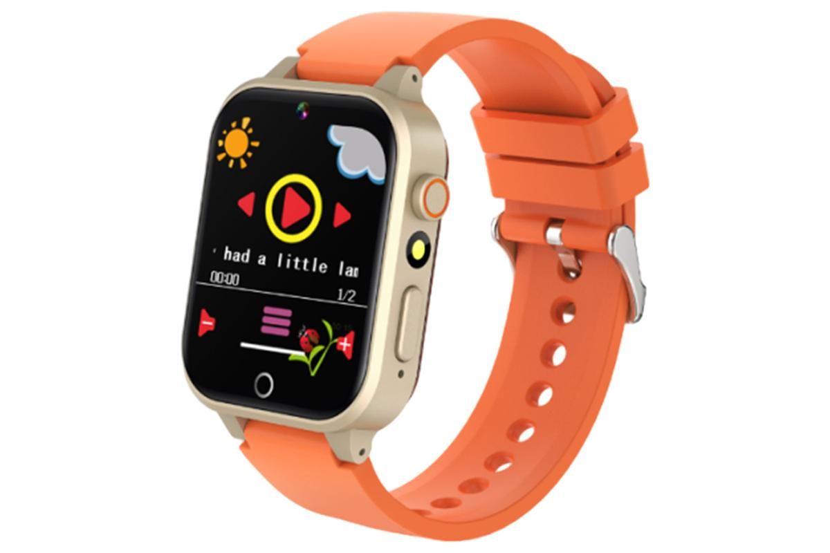 Kids Smart Watch Touch Screen Elastic Strap Smartwatch With Video Camera Pedometer-Orange