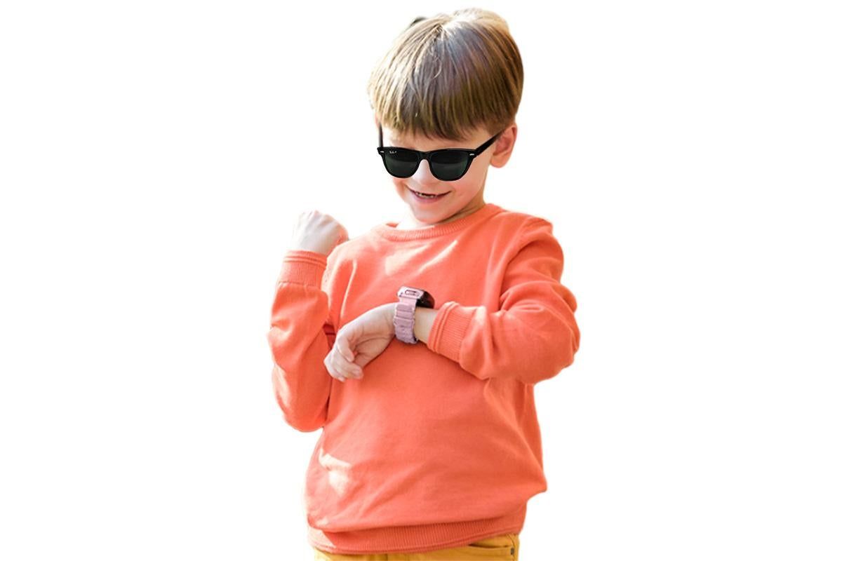 Kids Smart Watch Touch Screen Elastic Strap Smartwatch With Video Camera Pedometer-Pink