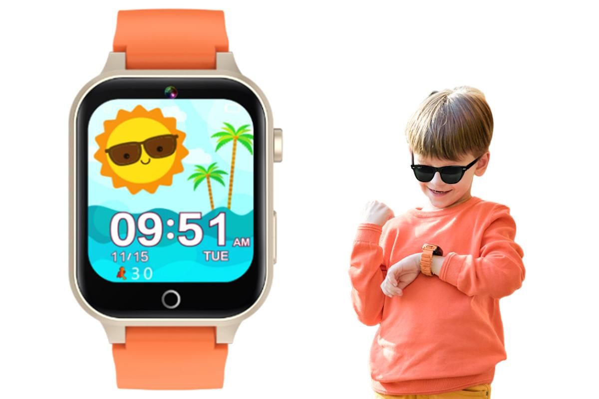 Kids Smart Watch Touch Screen Elastic Strap Smartwatch With Video Camera Pedometer-Pink