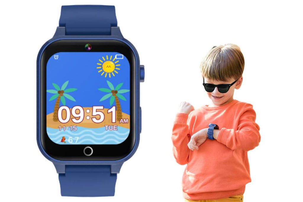 Kids Smart Watch Touch Screen Elastic Strap Smartwatch With Video Camera Pedometer-Pink