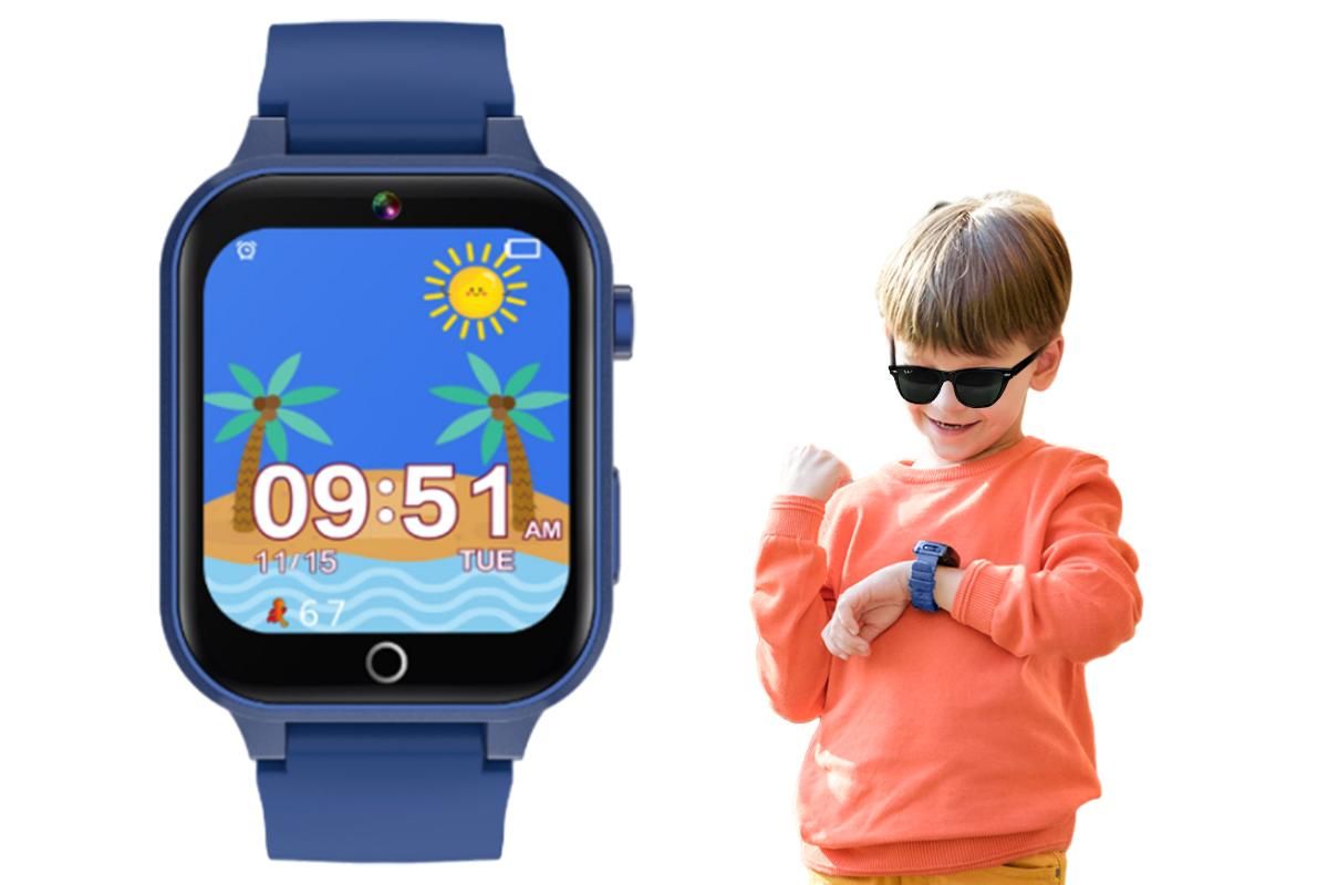 Kids Smart Watch Touch Screen Elastic Strap Smartwatch With Video Camera Pedometer-Pink