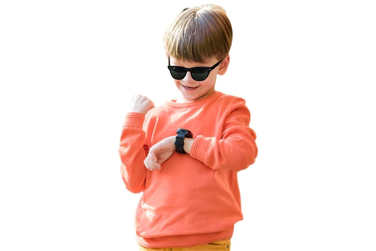 Kids Smart Watch Touch Screen Elastic Strap Smartwatch With Video Camera Pedometer-Black