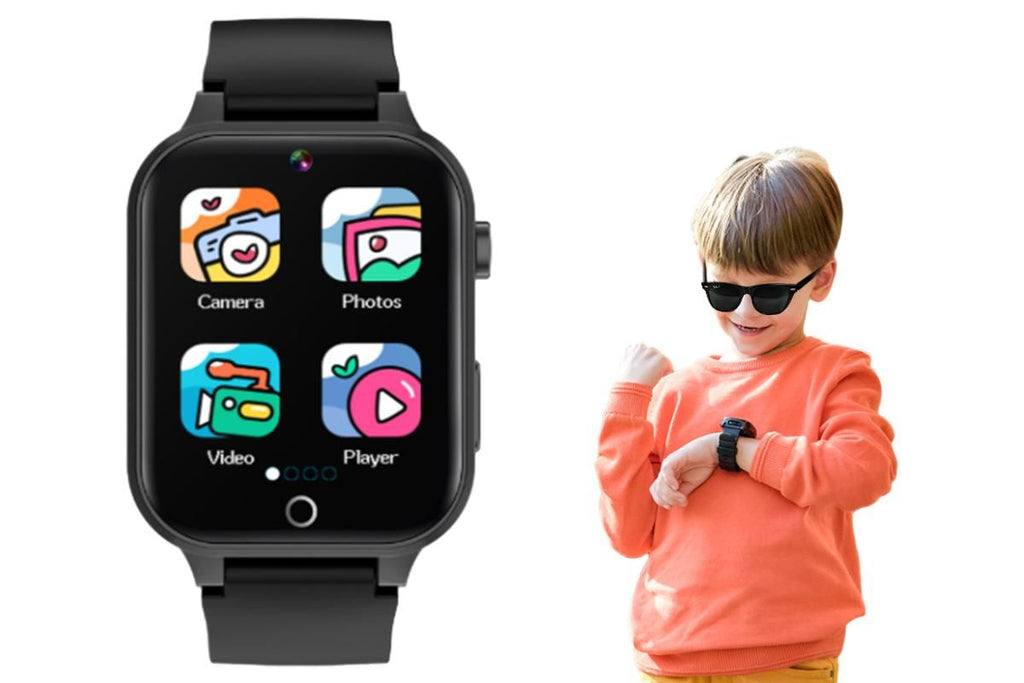 Kids Smart Watch Touch Screen Elastic Strap Smartwatch With Video Camera Pedometer-Blue