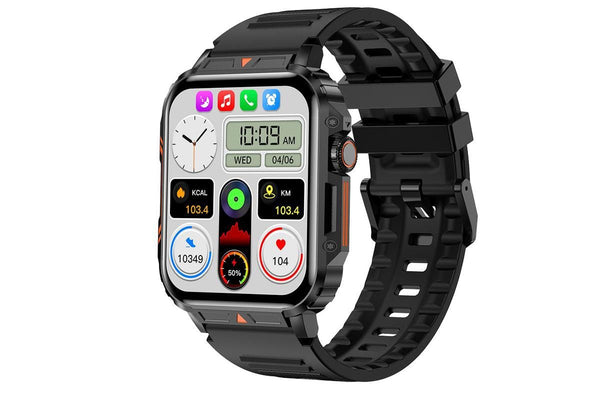 Military Smart Watch 1.95-Inch Fitness Tracker with Heart Rate Sleep Monitor 100 Sports Modes Activity Tracker-Black
