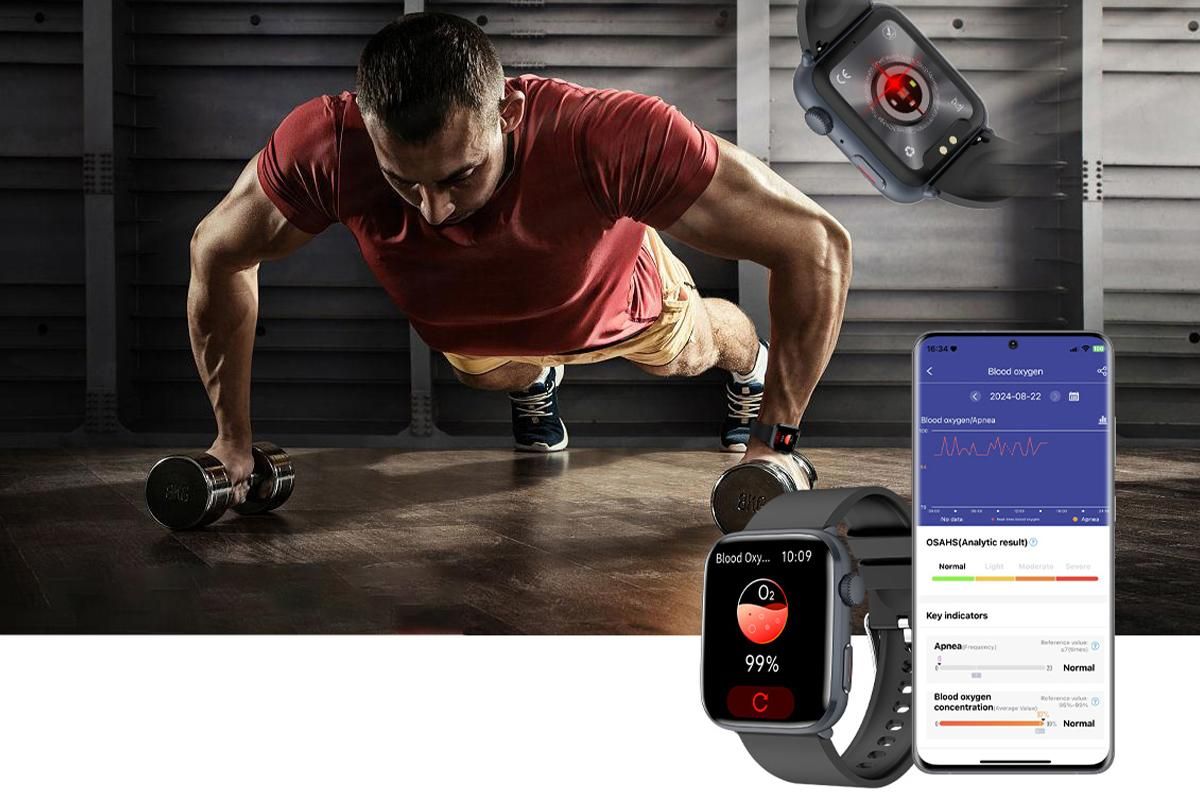 Smart Watch 1.85-Inch Fitness Watch with Heart Rate Noninvasive Blood Sugar Monitor HRV Detection Body Temperature SOS Call Activity Tracker-Black