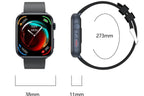 Smart Watch 1.85-Inch Fitness Watch with Heart Rate Noninvasive Blood Sugar Monitor HRV Detection Body Temperature SOS Call Activity Tracker-Black