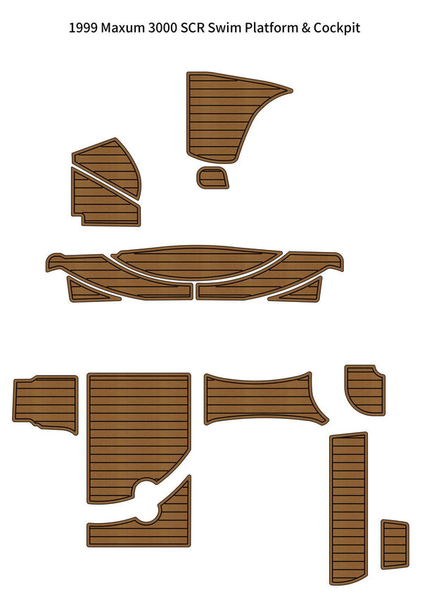 1999 Maxum 3000 SCR Swim Platform Cockpit Pad Boat EVA Faux Foam Teak Deck