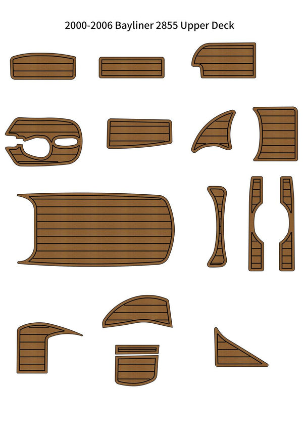 2000-2006 Bayliner 2855 Upper Deck Pads Boat EVA Foam Faux Teak Deck