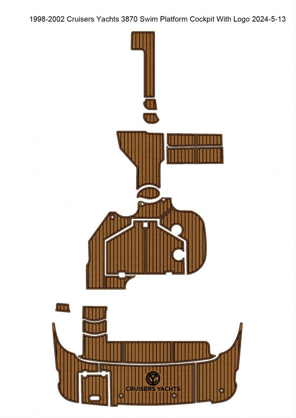 1998-2002 Cruisers Yachts 3870 Swim Platform Cockpit Pad Boat EVA Teak