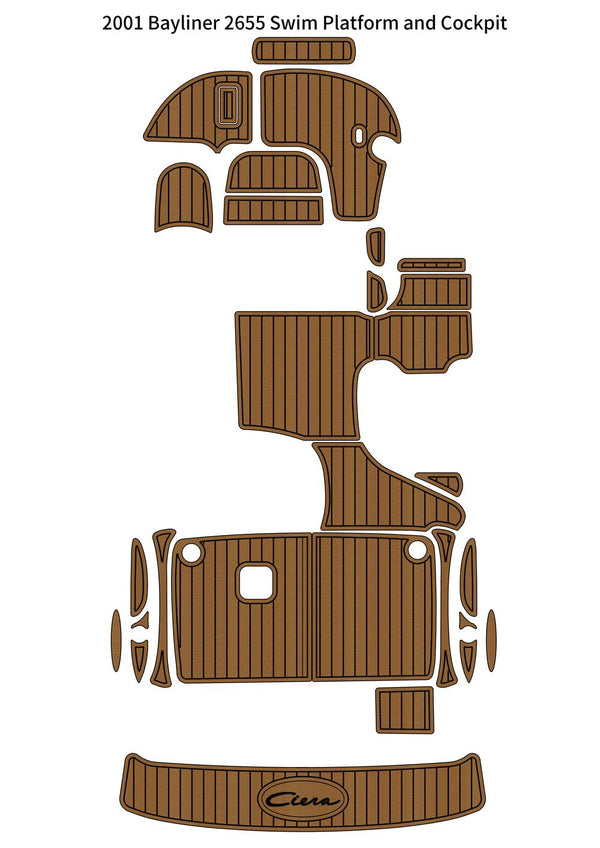 2001 Bayliner 2655 Swim Platform Cockpit Pad Boat EVA Foam Faux Teak