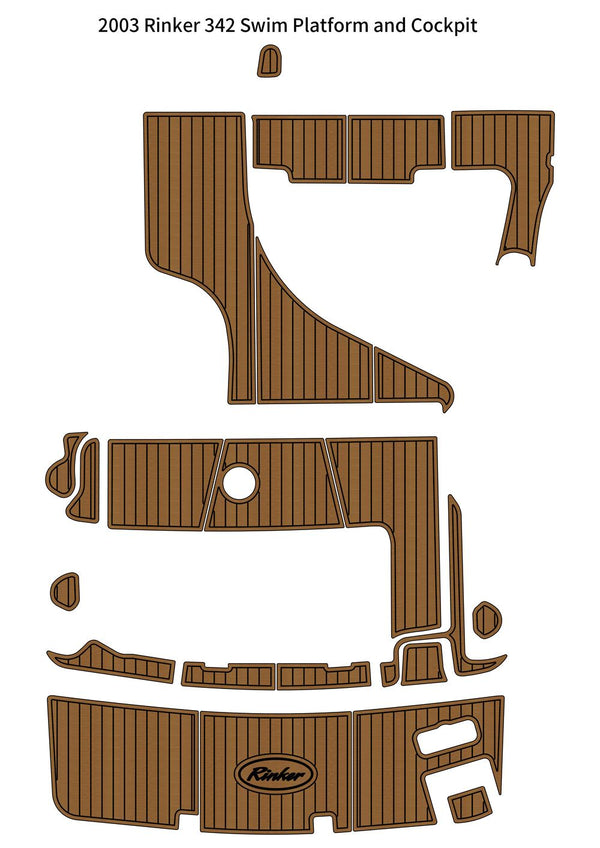 2003 Rinker 342 Swim Platform Cockpit Pad Boat EVA Foam Faux Teak Deck
