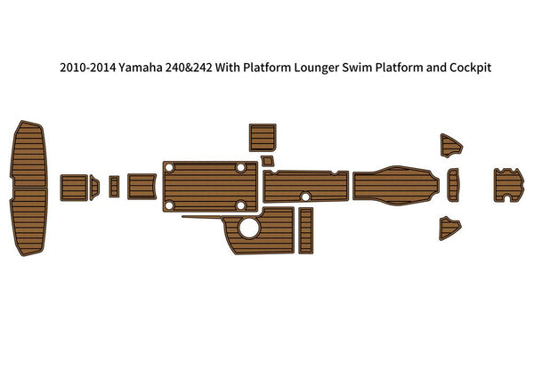 2010-2014 Yamaha 240&242 Lounger Swim Platform Cockpit Mat Boat EVA Teak Floor Pad