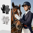 Equestrian Riding Gloves, Full-Palm Silicone Anti-Slip & Durable Touchscreen Model, Ice-Silk Cooling, Breathable, and UV-Protective, Suitable for Outdoor Sports, Driving, and Training—White-L