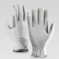 Equestrian Riding Gloves, Full-Palm Silicone Anti-Slip & Durable Touchscreen Model, Ice-Silk Cooling, Breathable, and UV-Protective, Suitable for Outdoor Sports, Driving, and Training—White-XL
