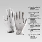 Equestrian Riding Gloves, Full-Palm Silicone Anti-Slip & Durable Touchscreen Model, Ice-Silk Cooling, Breathable, and UV-Protective, Suitable for Outdoor Sports, Driving, and Training—Black-L