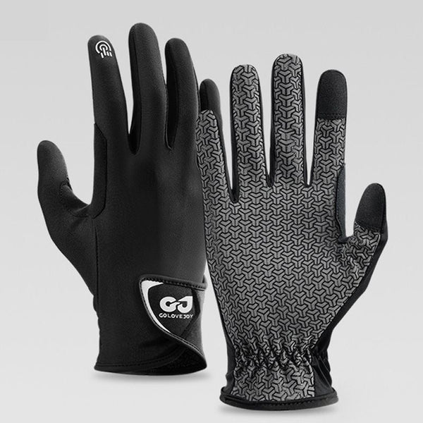 Equestrian Riding Gloves, Full-Palm Silicone Anti-Slip & Durable Touchscreen Model, Ice-Silk Cooling, Breathable, and UV-Protective, Suitable for Outdoor Sports, Driving, and Training—Black-M