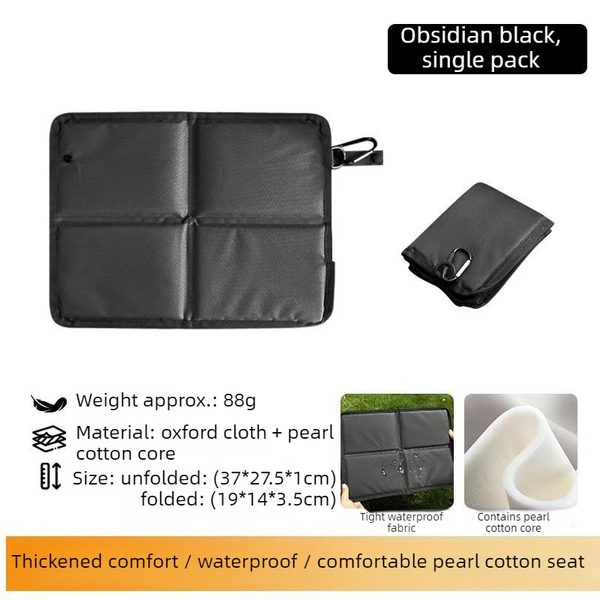 Portable Folding Outdoor Seat Cushion, Portable Insulated Seat Cushion for Camping, Picnics, and Hiking - Black