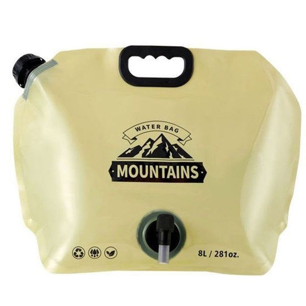 8L Large-Capacity Foldable Outdoor Water Bag,Built-in Faucet, Portable Camping and Travel Water Bag - Khaki