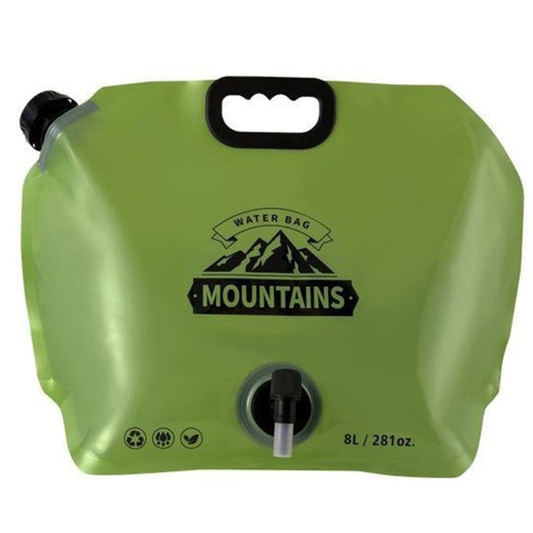 8L Large-Capacity Foldable Outdoor Water Bag,Built-in Faucet, Portable Camping and Travel Water Bag - Green