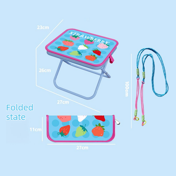 Portable folding camping chair,  versatile folding chair for outdoor fishing, waiting in line, and picnics - Colorful Strawberry Pattern
