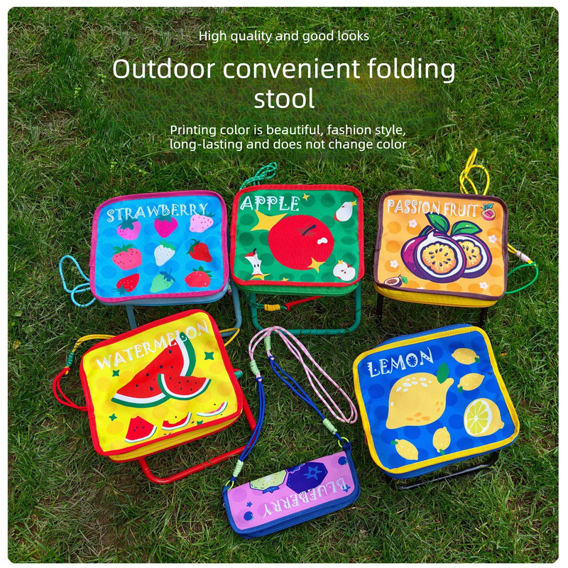UPortable folding camping chair,  versatile folding chair for outdoor fishing, waiting in line, and picnics—Orange Passion Fruit Pattern
