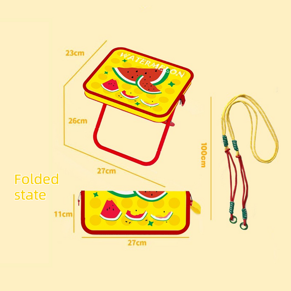 Ultra-lightweight and portable folding camping chair,  versatile folding chair for outdoor fishing, waiting in line, and picnics—Yellow Watermelon Pattern