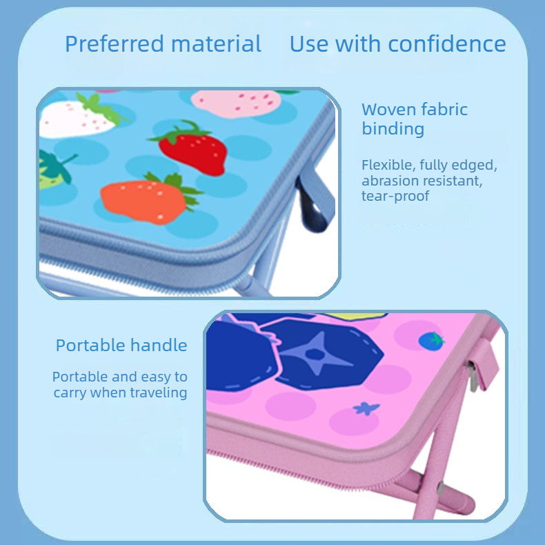 Portable folding camping chair,  versatile folding chair for outdoor fishing, waiting in line, and picnics - Blue Lemon Patter