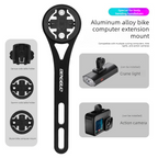 Lightweight Bike Computer Mount, One-Piece Extension Mount, Aluminum Alloy Cycling Mount - Black